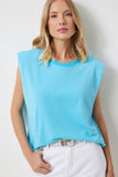 Canlı Mavi Vatkalı Kolsuz Örme T-Shirt HY00015