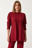 Kırmızı Fitilli Örme Bluz Pantolon Takım KH00088