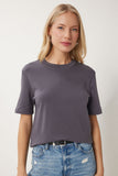 Füme Pamuklu Basic Örme T-Shirt AG00001