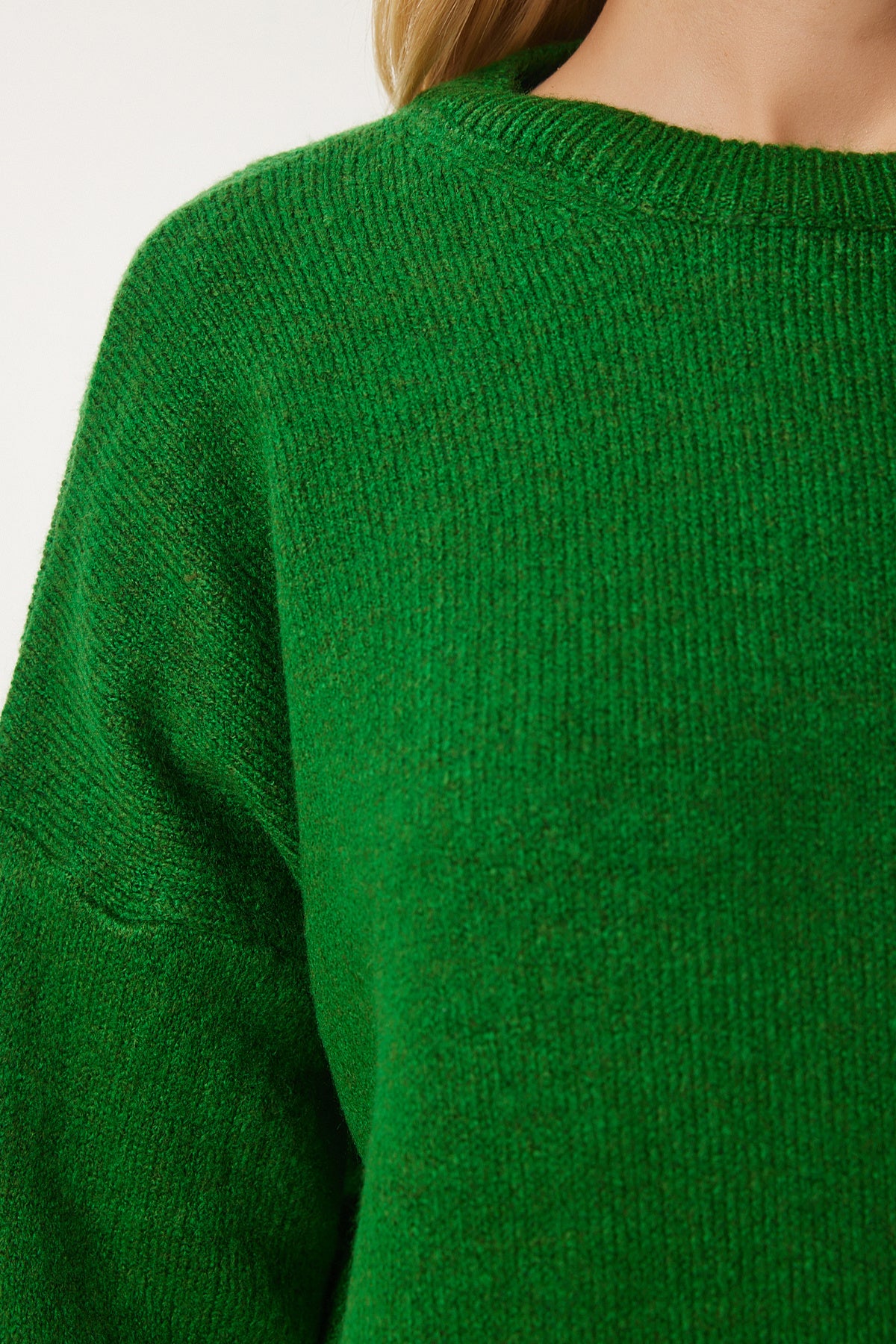 Canlı Yeşil Oversize Triko Kazak PN00054