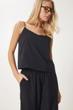 Siyah Askılı Dokuma Bluz Pantolon Takım MC00293