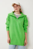 Fıstık Yeşili Fermuarlı Oversize Triko Kazak YY00263