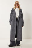 Antrasit Premium Oversize Kaşe Kaban FN03420