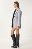 Gri Deri Detaylı Kışlık Blazer Ceket FN03405