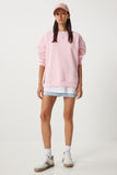 Pembe Fermuar Detaylı Şardonlu Örme Sweatshirt UB00148
