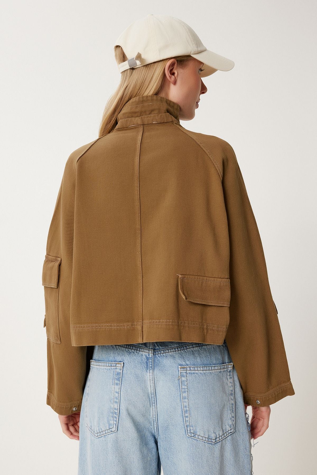 Haki Cep Detaylı Gabardin Ceket SA00042