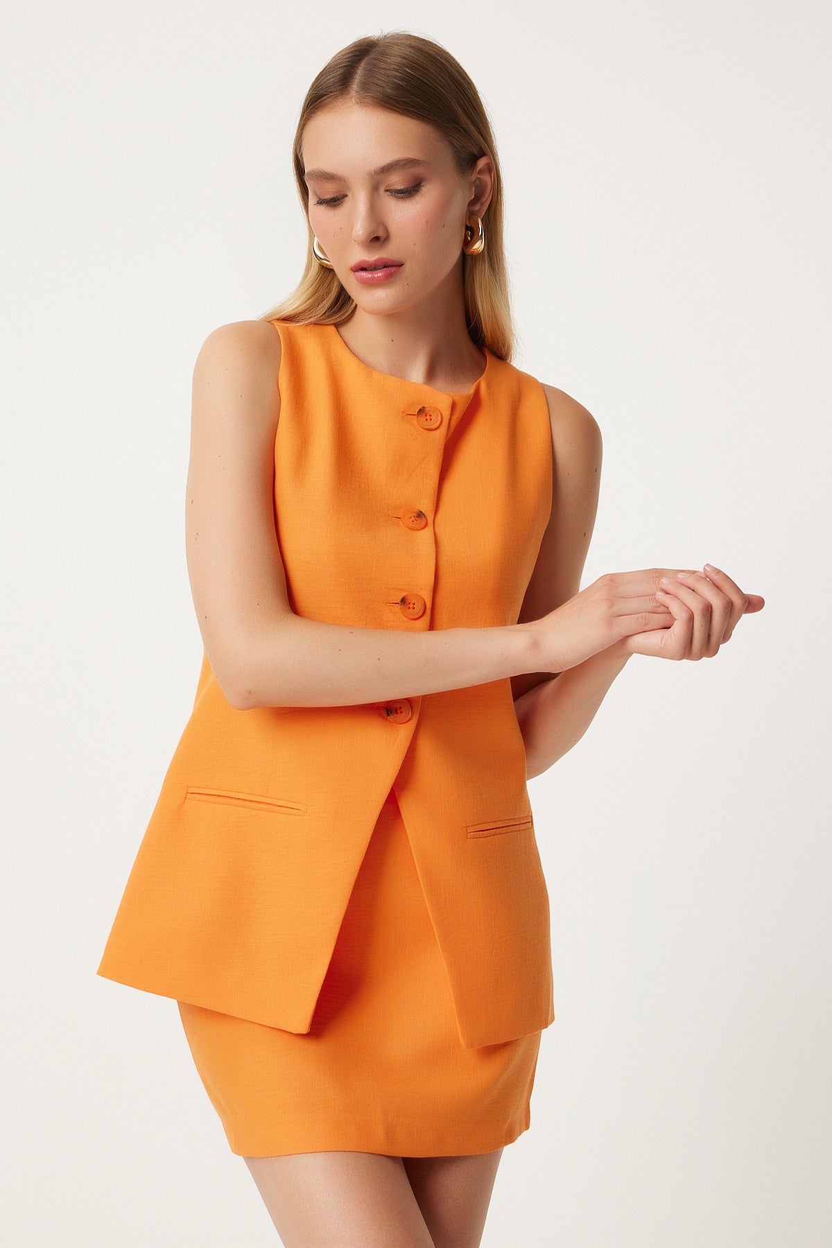 Oranj Mini Dokuma Etek FN03240
