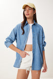 Açık Mavi Cep Detaylı Denim Gömlek MX00221