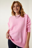 Şeker Pembe Oversize Triko Kazak PN00054