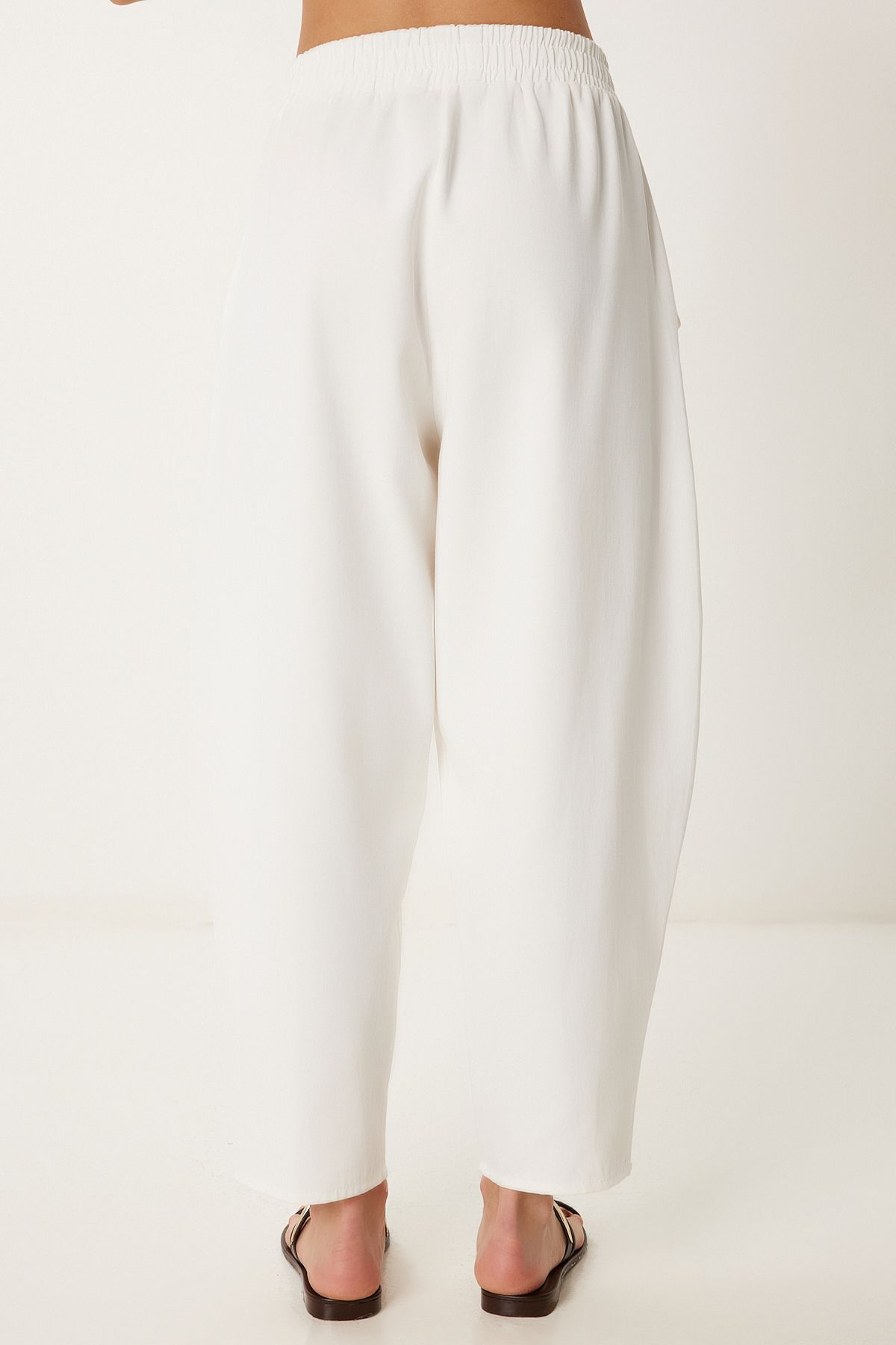Ekru Cepli Gabardin Keten Pantolon NS00439