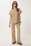 Bej Triko Bluz Pantolon Takım DP00240
