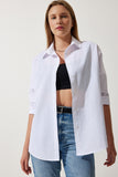 Beyaz Oversize Uzun Basic Gömlek DD00842