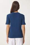 Kobalt Mavi Pamuklu Basic Örme T-Shirt AG00001