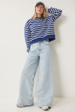Buz Mavi Orta Bel Geniş Paça Jean FN03413