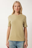 Açık Yeşil Pamuklu Basic Örme T-Shirt AG00001