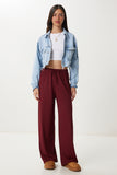 Bordo Geniş Paça Rahat Örme Pantolon PB00054