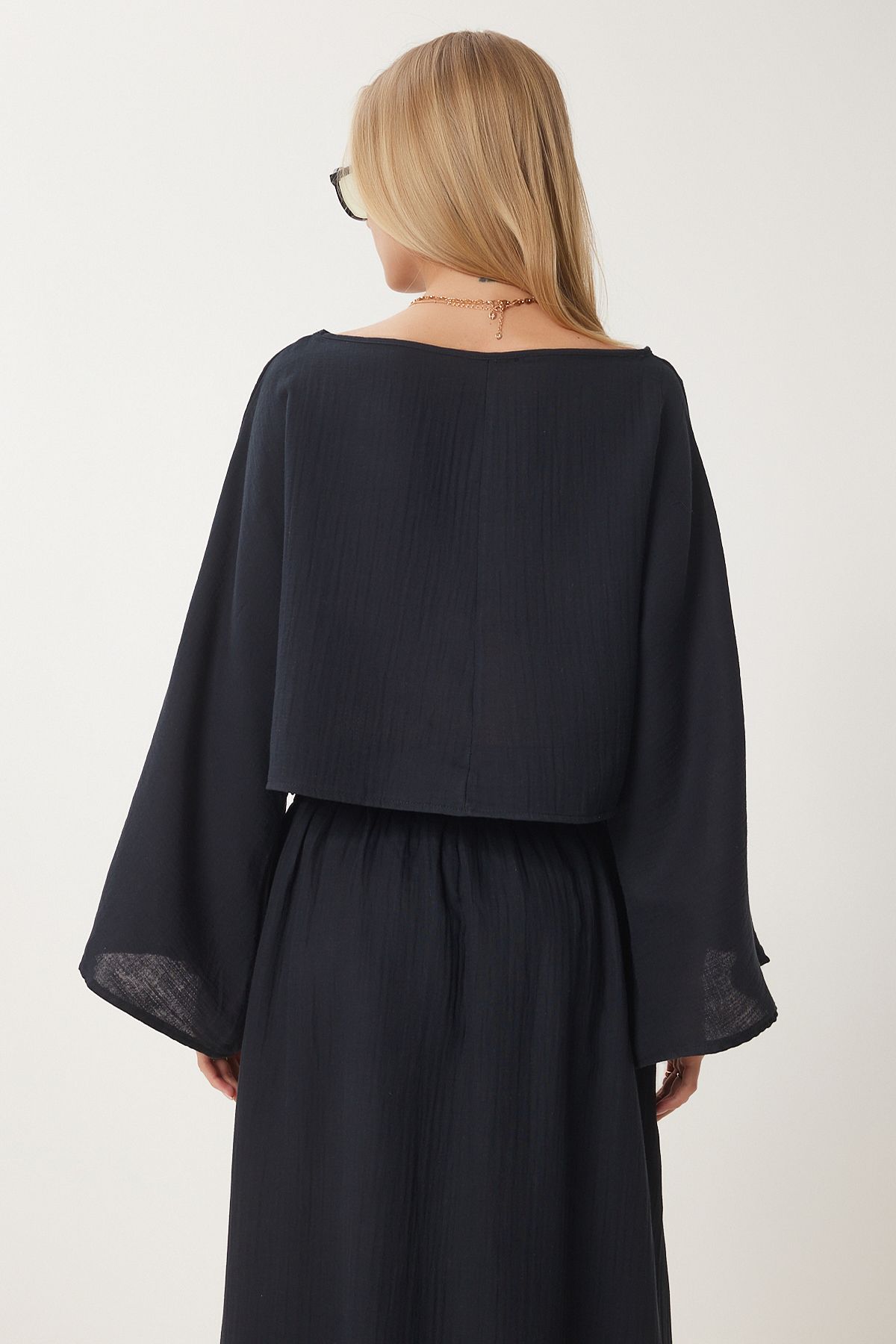 Siyah Müslin Bluz Etek Takım RV00206