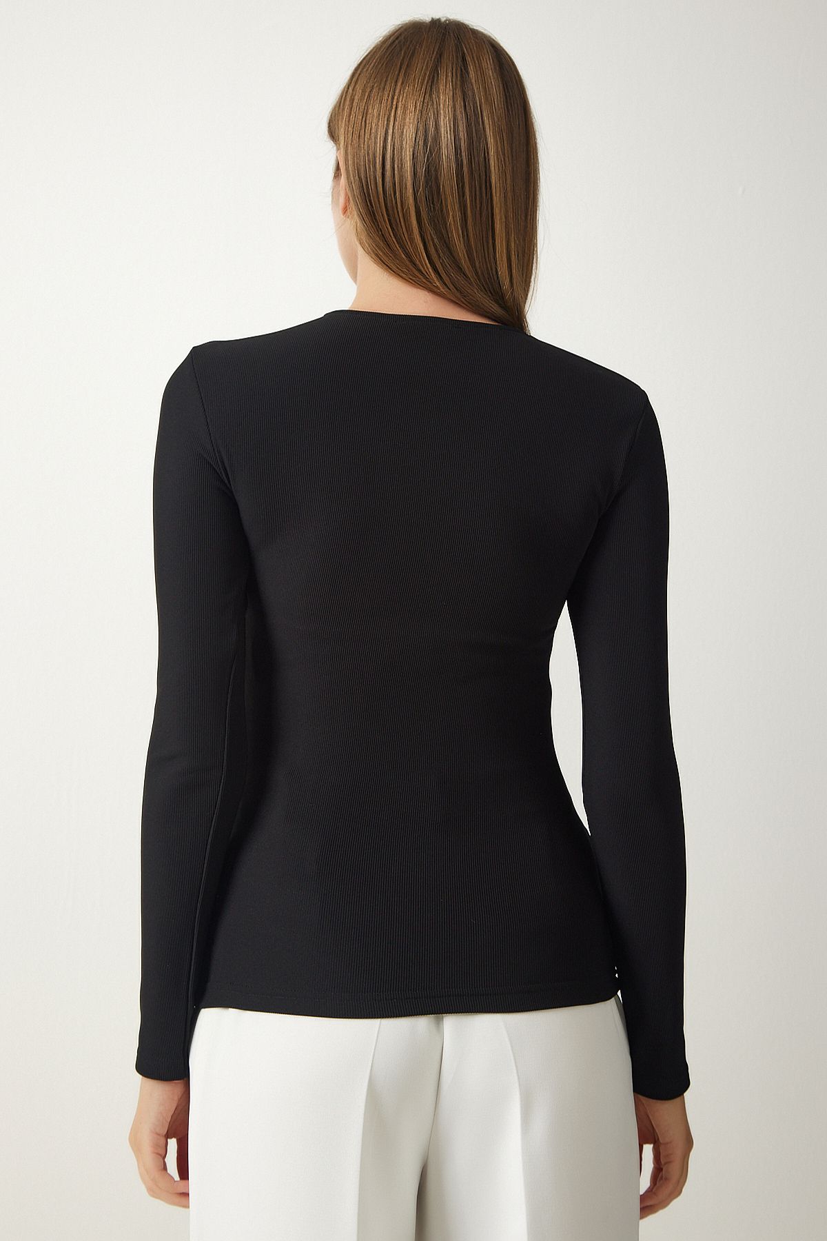 Siyah Cut Out Detaylı Fitilli Örme Bluz SF00005