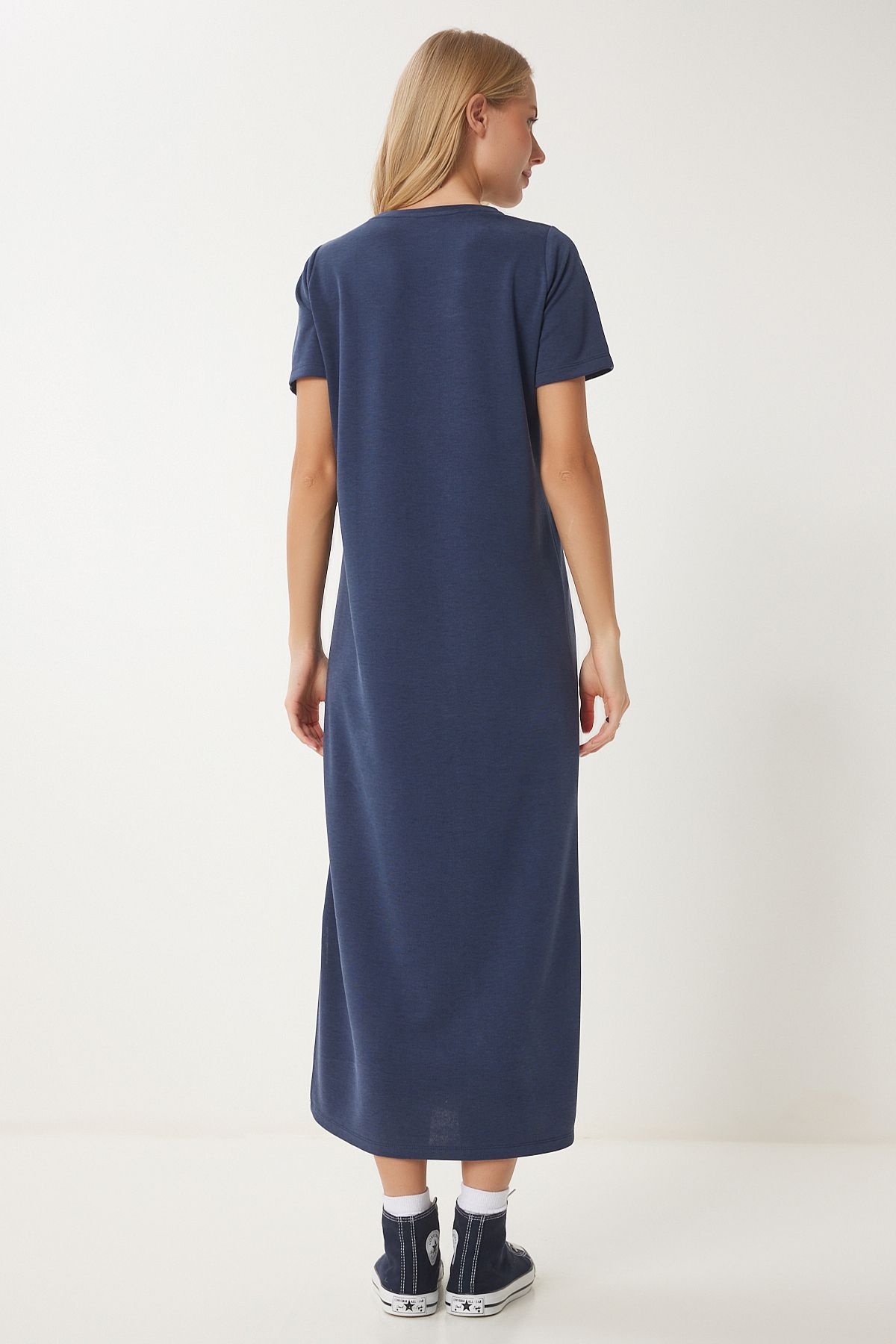 Lacivert Basic Yazlık Modal Elbise SJ00002