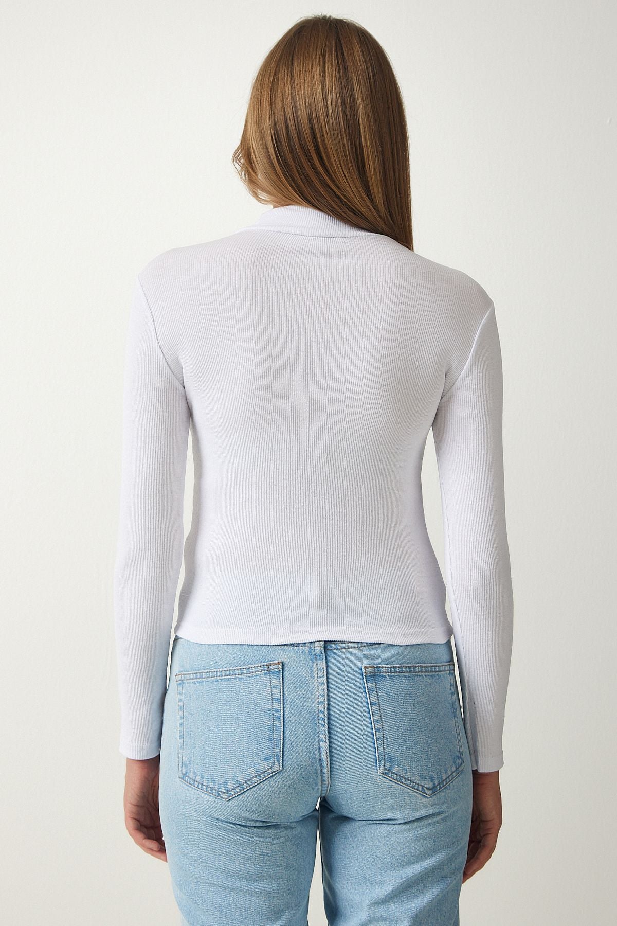 Siyah Beyaz 2'li Paket Fitilli Balıkçı Yaka Örme Bluz GT00053