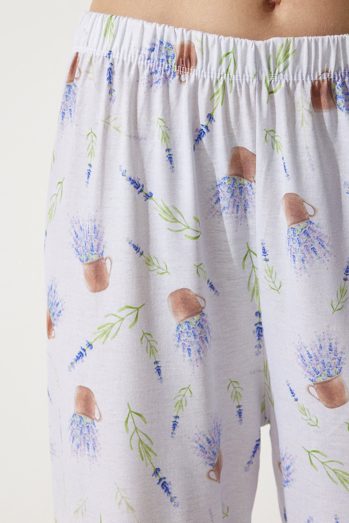 Leylak Desenli Gömlek-Pantolon Örme Pijama Takımı TK00092