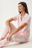 Açık Pembe Desenli Gömlek Pantolon Pijama Takımı EC00043
