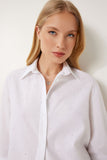 Beyaz Taş Detaylı Poplin Gömlek DP00256