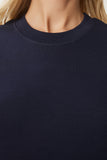 Lacivert Pamuklu Basic Örme T-Shirt AG00001