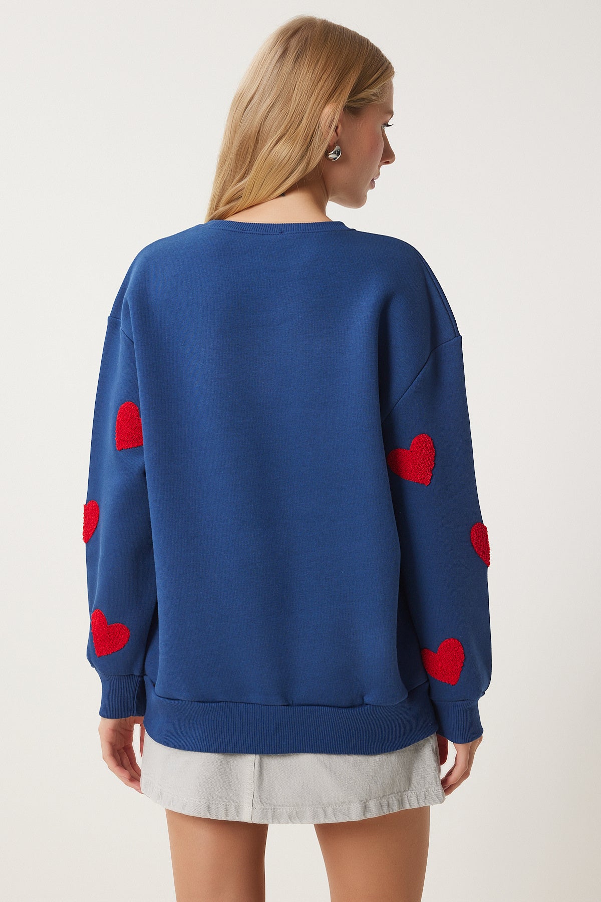 Lacivert Kalpli Dokulu Şardonlu Örme Sweatshirt MP00030