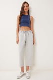 Gri Capri Rahat Gabardin Pantolon GP00019