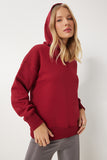 Bordo Kapüşonlu Şardonlu Sweatshirt OW00050