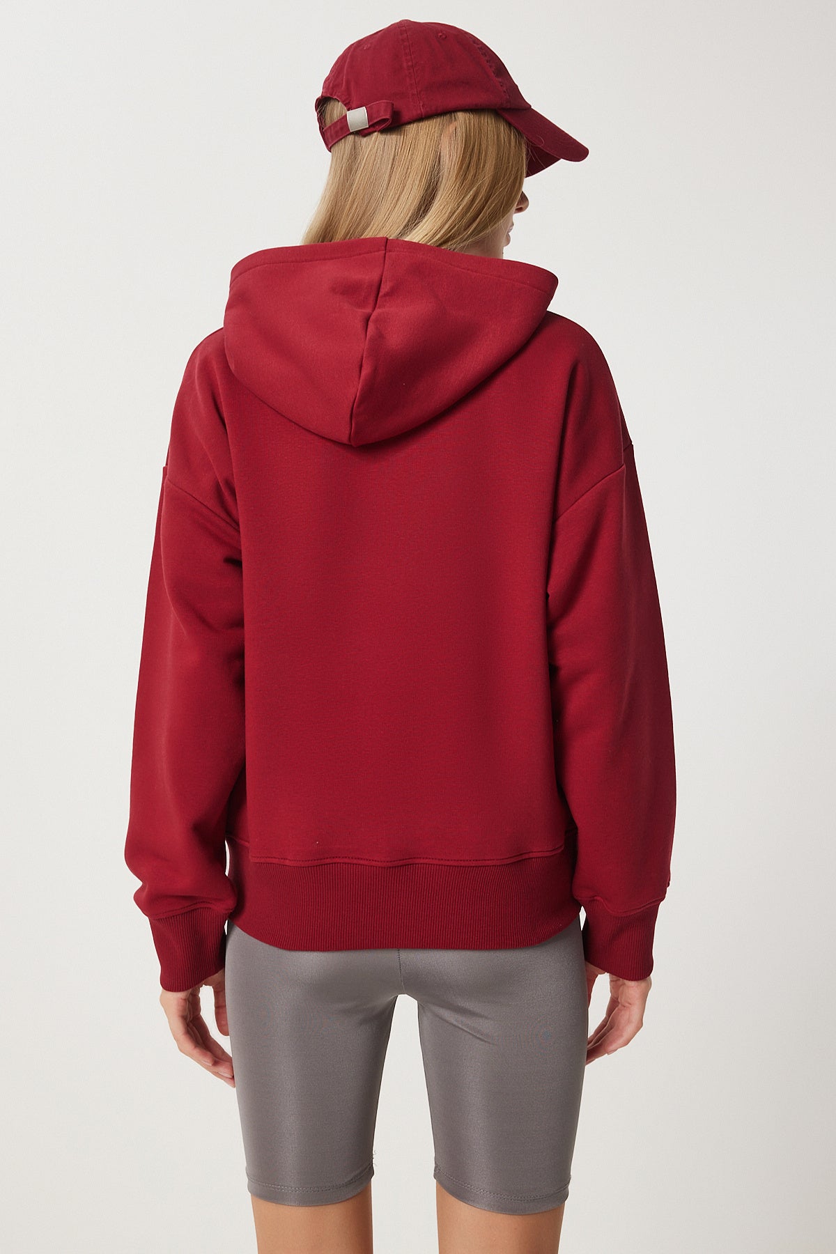 Bordo Kapüşonlu Şardonlu Sweatshirt OW00050
