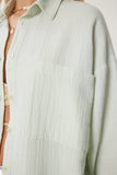Su Yeşili Oversize Basic Müslin Gömlek  MX00150