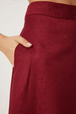 Bordo Cepli Jakarlı Süet Kloş Etek RG00045