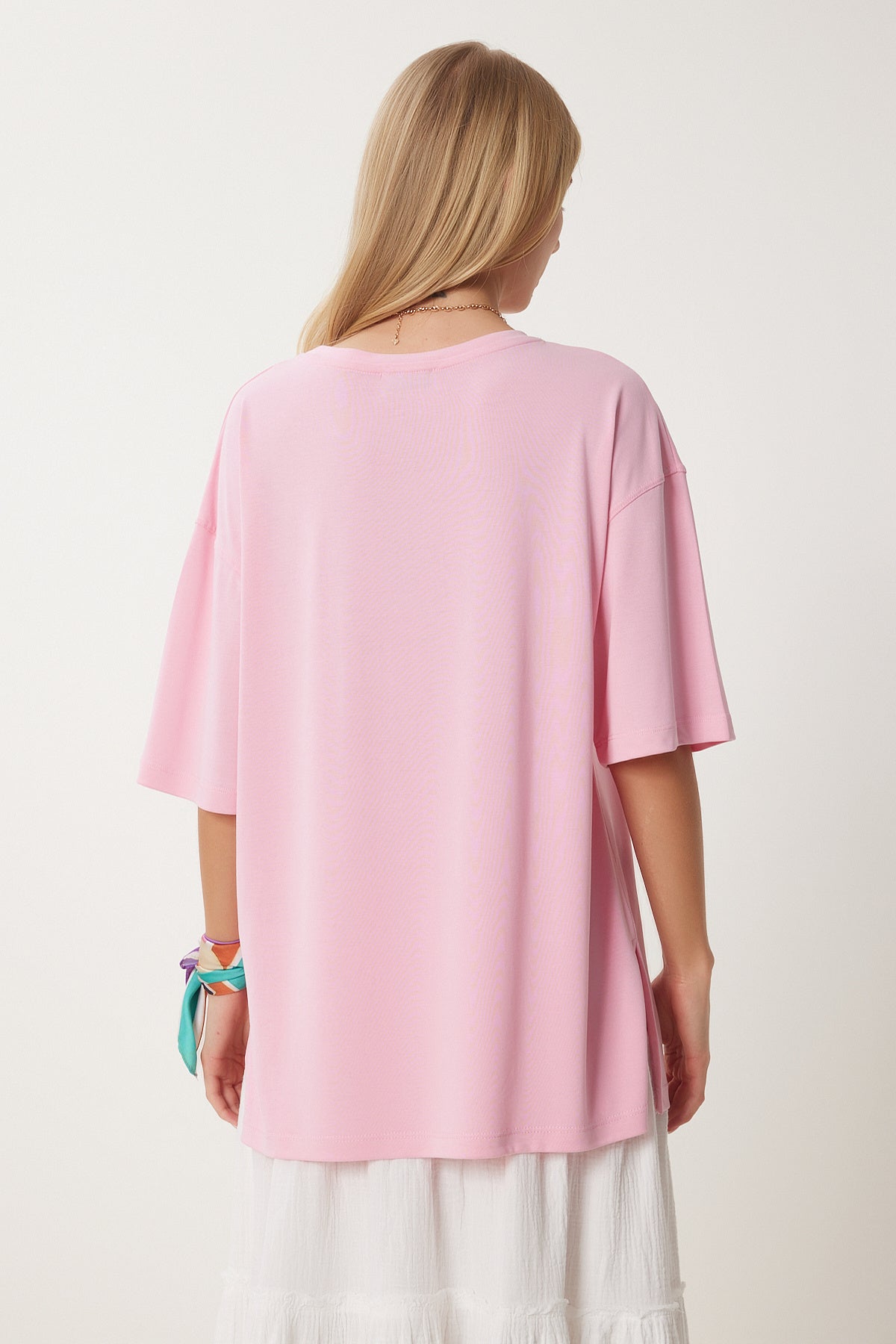Pembe Oversize Basic Modal T-shirt UB00323
