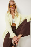 Açık Sarı Oversize Basic Müslin Gömlek  MX00150