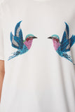 Ekru Baskılı Taş Detaylı Örme T-Shirt ZV00288