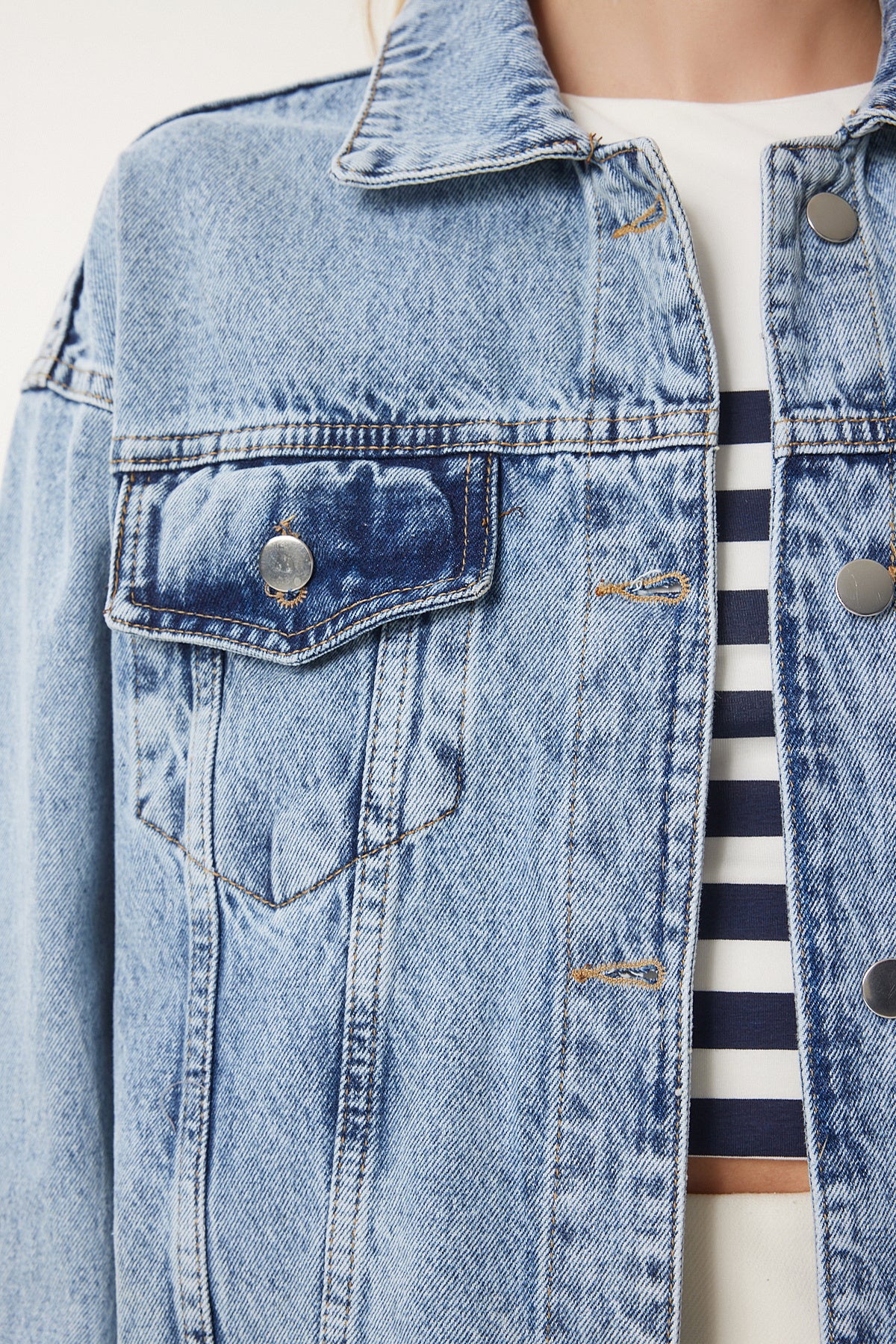 Açık Mavi Boyfriend Denim Ceket RI00008