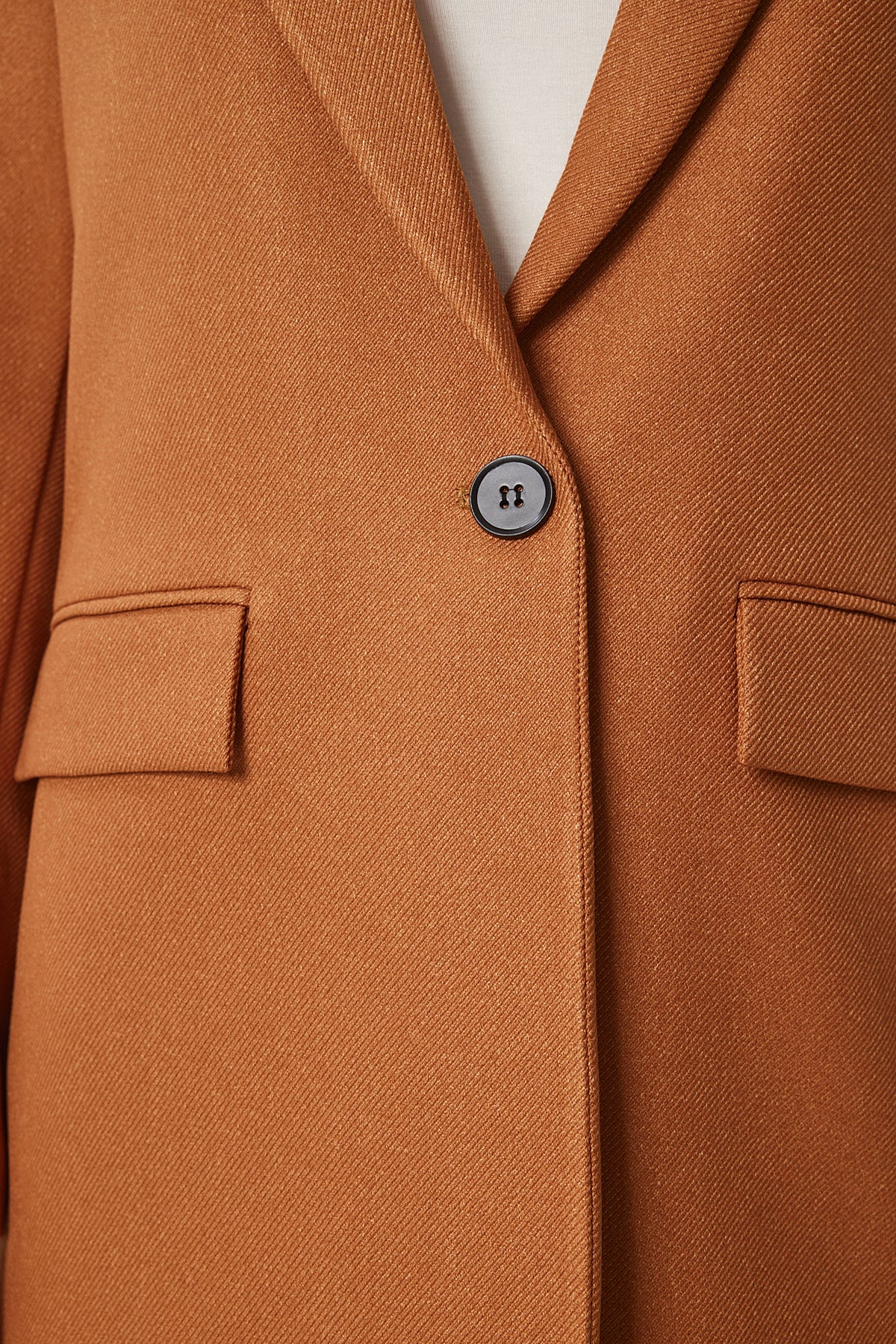 Taba Vatkalı Dokuma Blazer Ceket HL00005