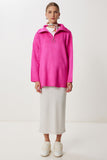 Koyu Pembe Fermuarlı Oversize Triko Kazak YY00263