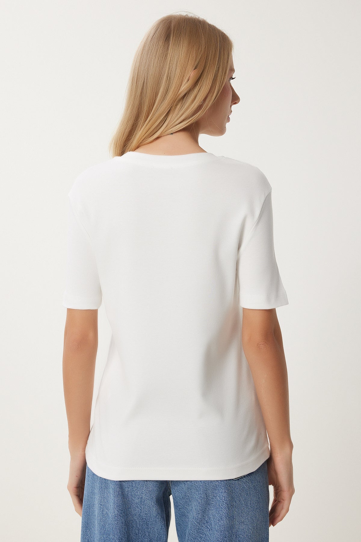 Bordo Beyaz 2'Li Paket Pamuklu Basic Örme T-Shirt AG00002