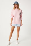 Pembe Nakışlı Armalı Şardonlu Oversize Sweatshirt NJ00160