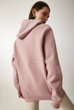 Pudra Kapüşonlu Şardonlu Örme Sweatshirt OW00009