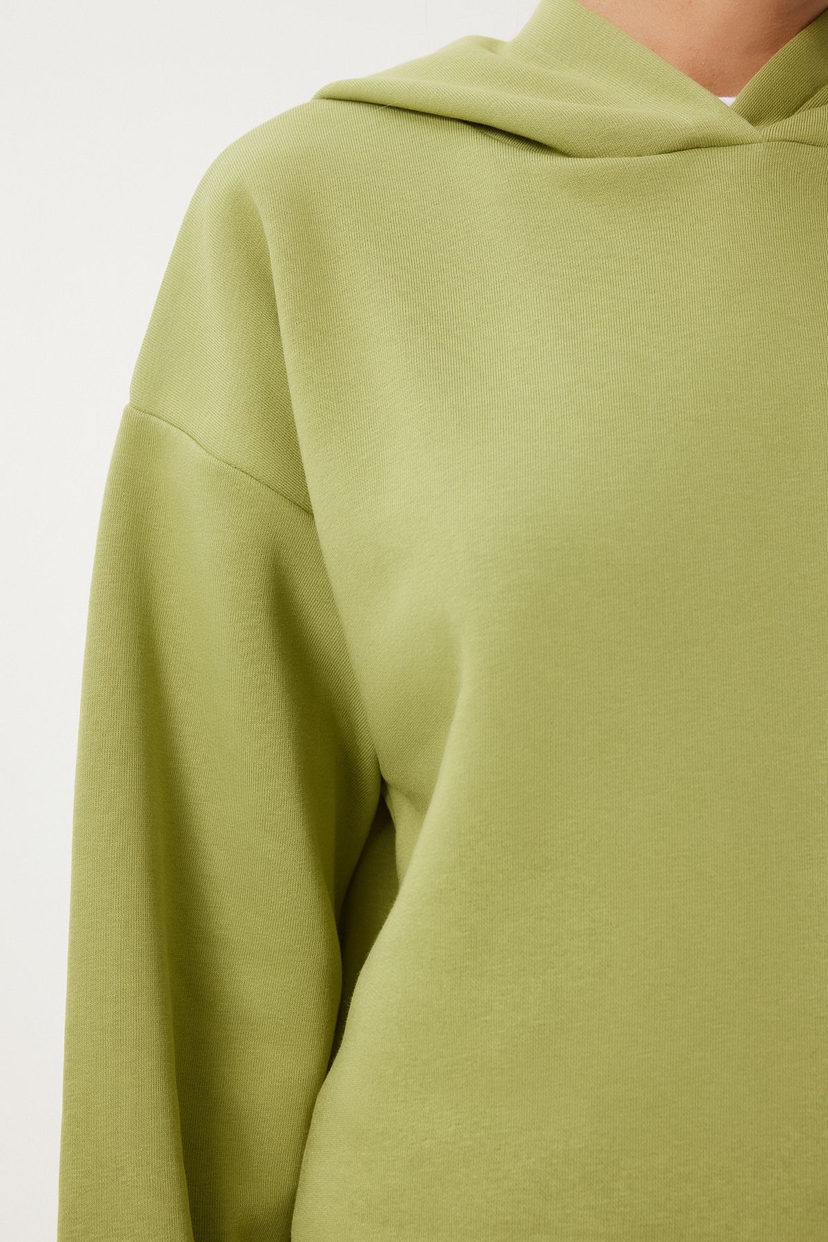 Yeşil Kapüşonlu Şardonlu Sweatshirt OW00050