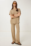 Bej Triko Bluz Pantolon Takım DP00240