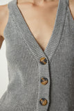 Gri Halter Yaka Düğmeli Triko Yelek  FN03118