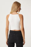 Ekru Halter Yaka Crop Triko Bluz  FN03341