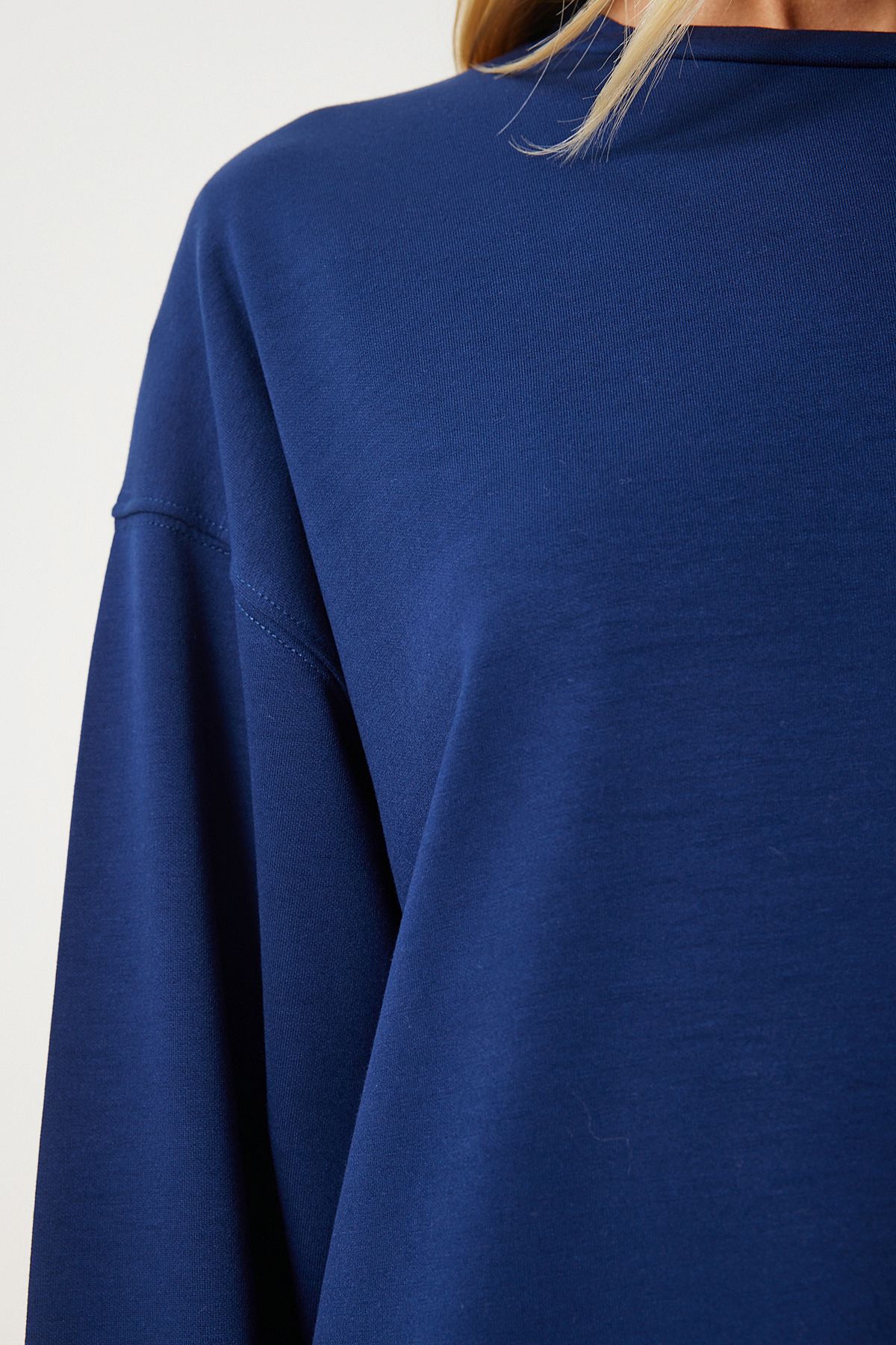 Lacivert Basic Mevsimlik Modal Örme Sweatshirt AN00212