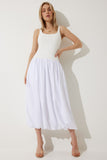 Beyaz Balon Midi Elbise UB00276