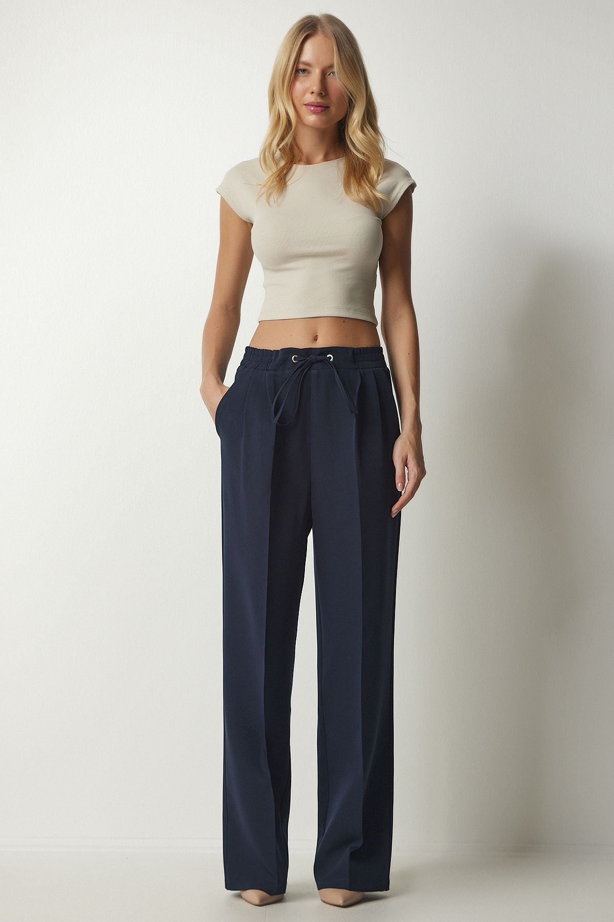 Lacivert Pilili Eşofman Pantolon DW00003